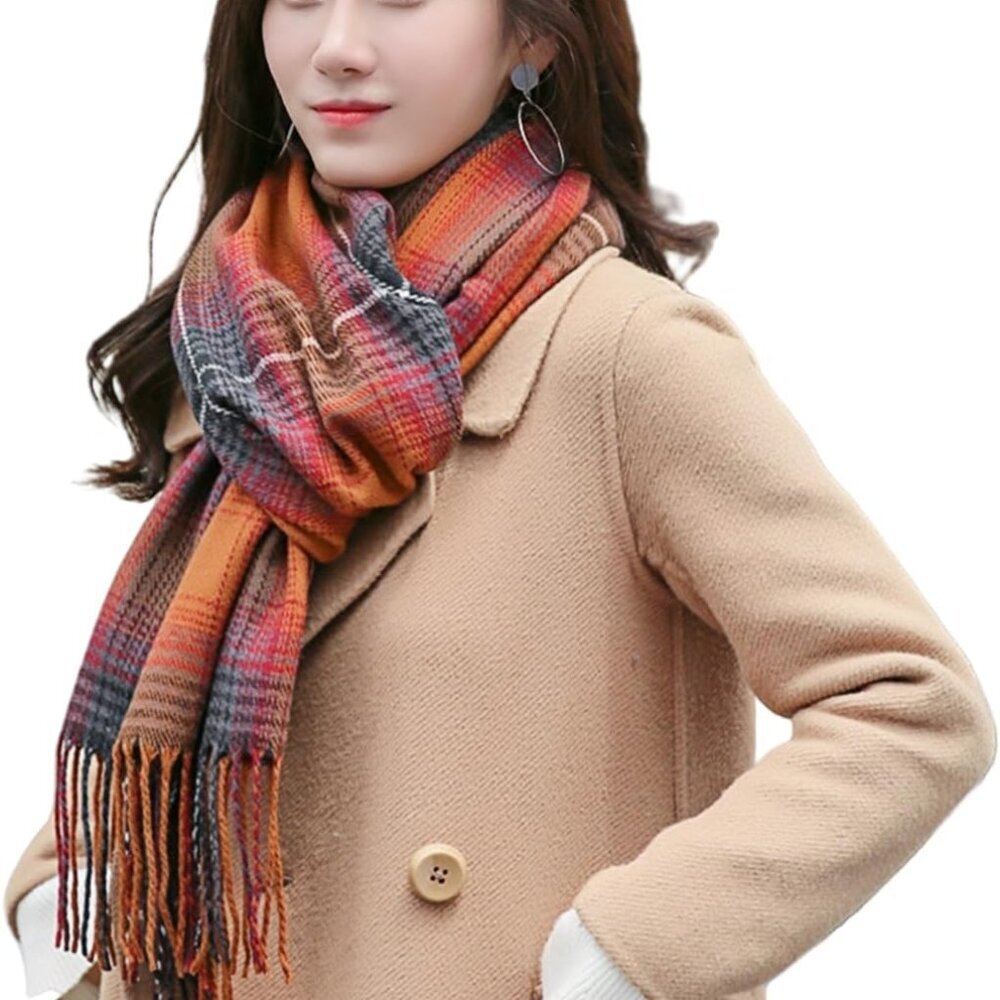 Women's Fashion Long Shawl Big Grid Winter Warm Lattice Large Scarf